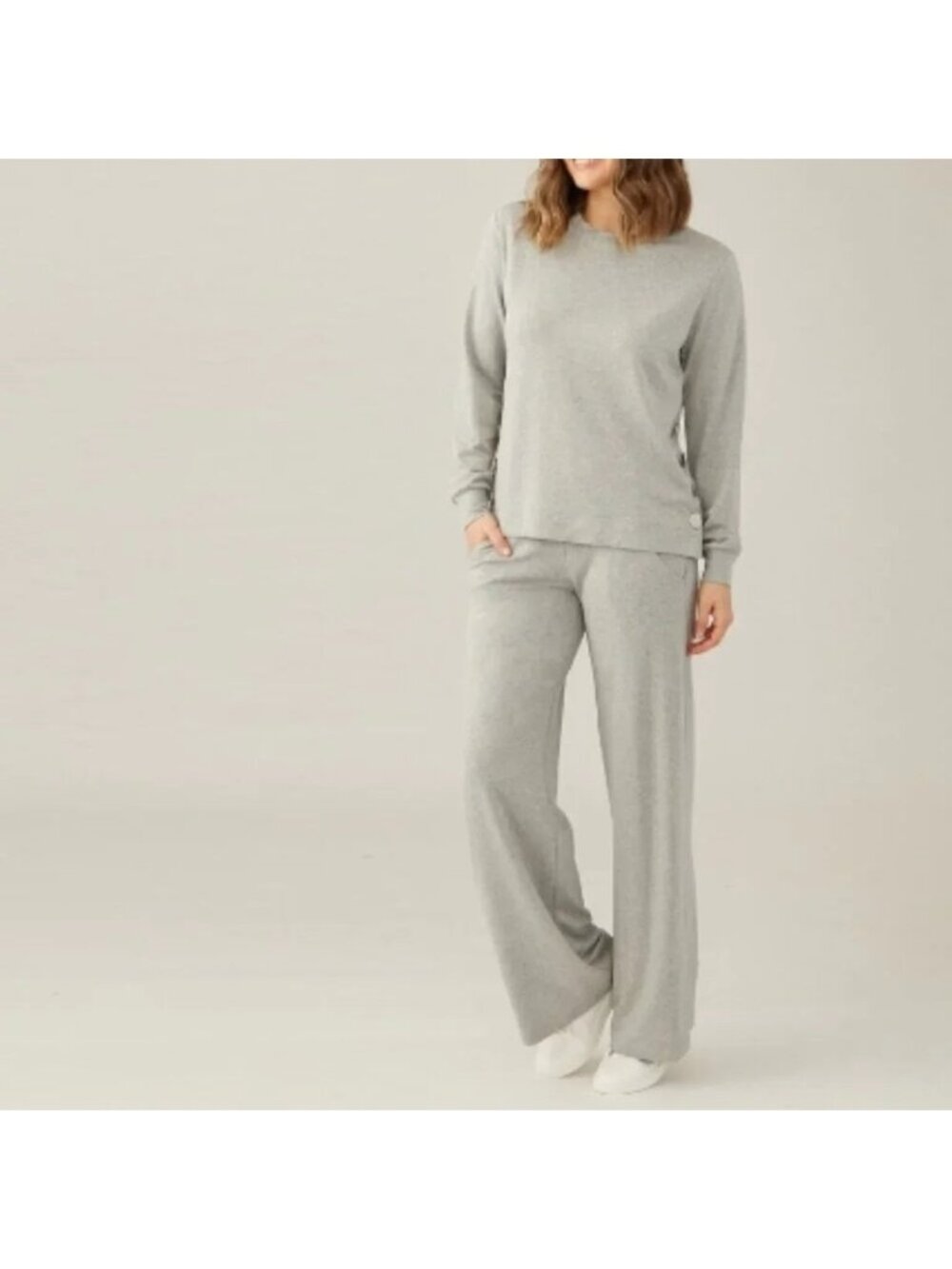 Brian Bailey Grey Lounge Set Wide Leg Pants & Sweatshirt - Medium